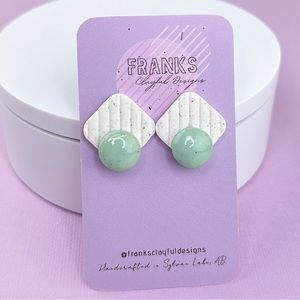 Line Texture Design Handmade Polymer Clay Statement Stud Earrings